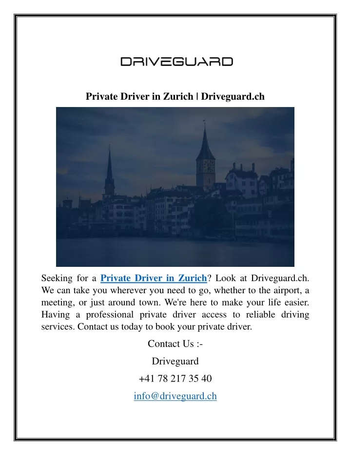 private driver in zurich driveguard ch