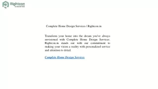 Complete Home Design Services  Rightcon.in