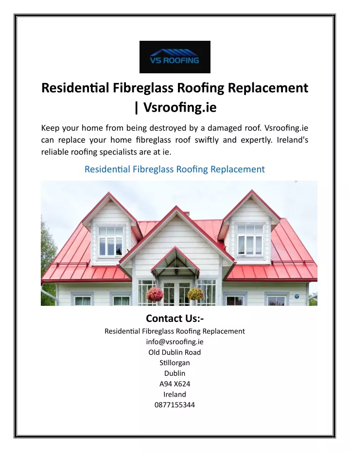 residential fibreglass roofing replacement