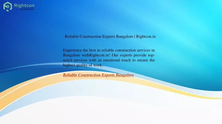 reliable construction experts bangalore rightcon