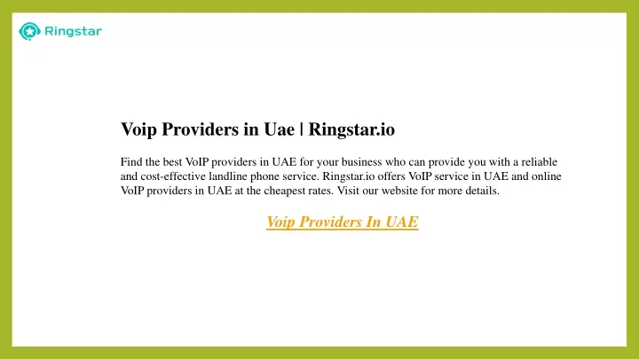 voip providers in uae ringstar io find the best