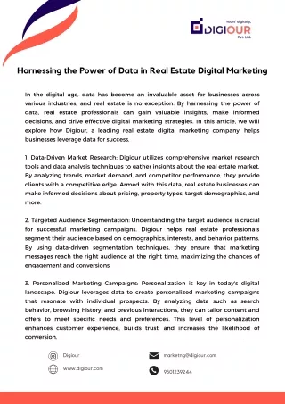 Harnessing the Power of Data in Real Estate Digital Marketing