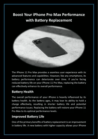 Boost Your iPhone Pro Max Performance with Battery Replacement
