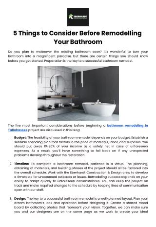 5 Things to Consider Before Remodelling Your Bathroom
