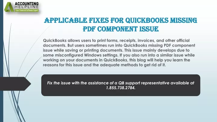 applicable fixes for quickbooks missing pdf component issue