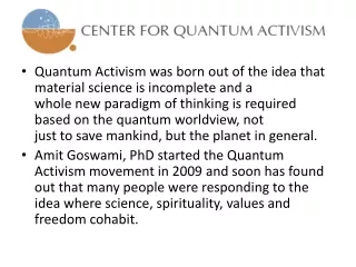 CENTER FOR QUANTUM ACTIVISM