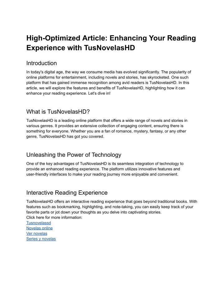 high optimized article enhancing your reading