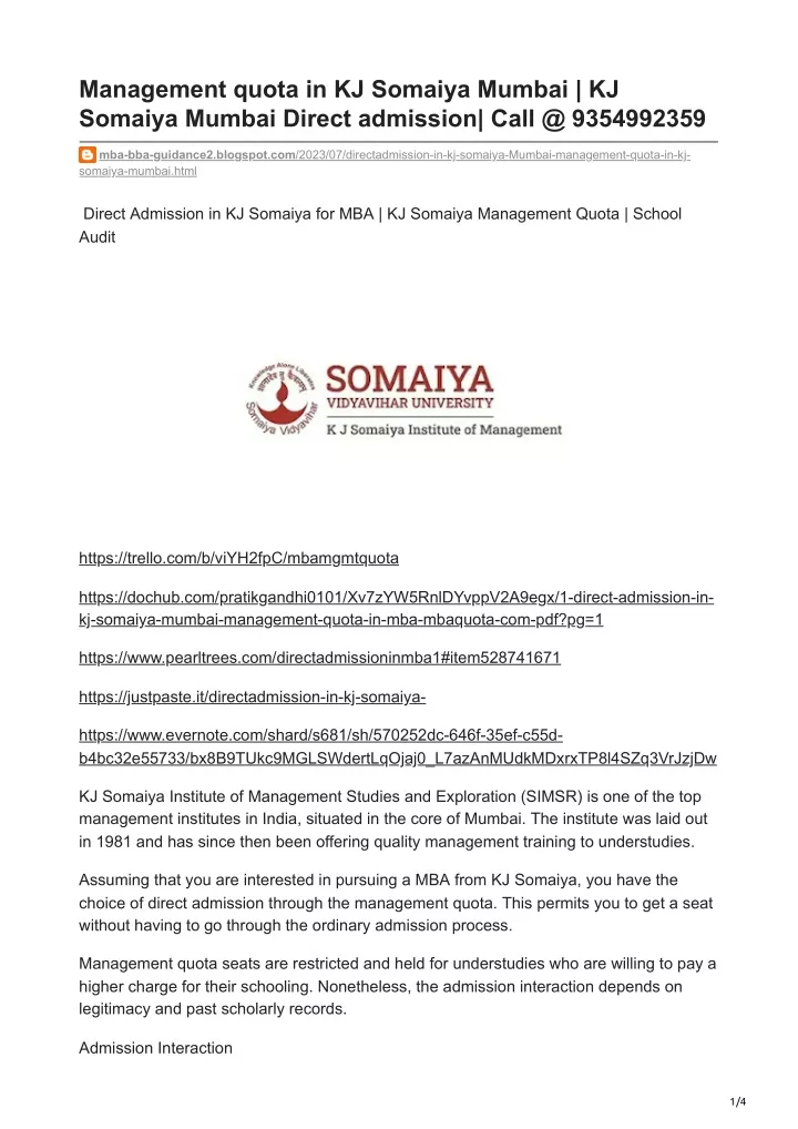 management quota in kj somaiya mumbai kj somaiya