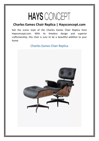 Charles Eames Chair Replica | Haysconcept.com
