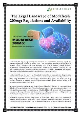 The Legal Landscape of Modafresh 200 mg: Regulations and Availability