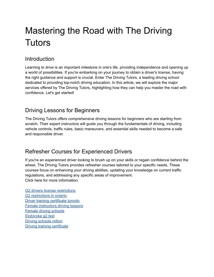 mastering the road with the driving tutors