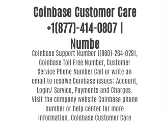 Coinbase Customer Care  1(877)-414-0807 | Number