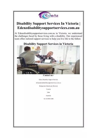 Disability Support Services In Victoria Edenzdisabilitysupportservices.com.au