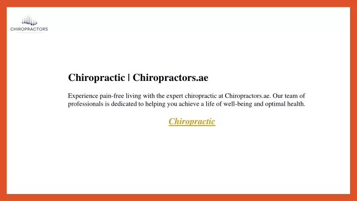 chiropractic chiropractors ae experience pain