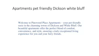 Apartments pet friendly Dickson white bluff