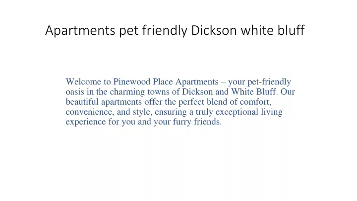 apartments pet friendly dickson white bluff