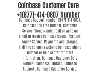 Coinbase Support Number 1(877)-414-0807,