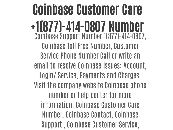 coinbase customer care 1 877 414 0807 number