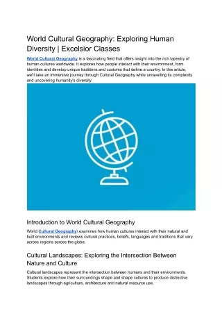 World Cultural Geography_ Exploring Human Diversity