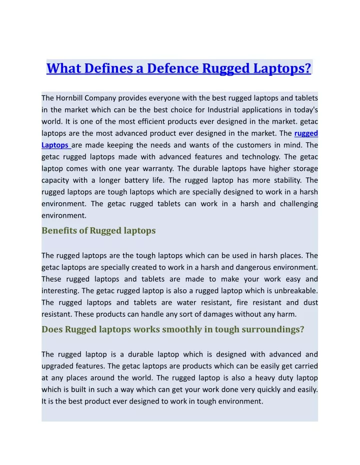 what defines a defence rugged laptops