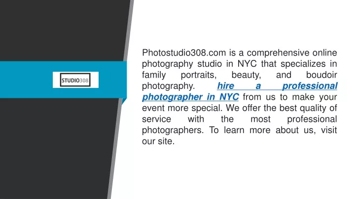 photostudio308 com is a comprehensive online