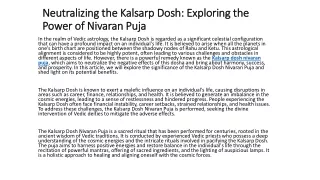 Neutralizing the Kalsarp Dosh: Exploring the Power of Nivaran Puja