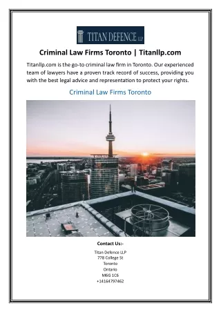 Criminal Law Firms Toronto | Titanllp.com