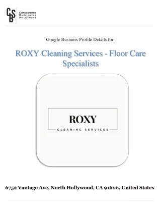 ROXY Cleaning Services - Floor Care Specialists