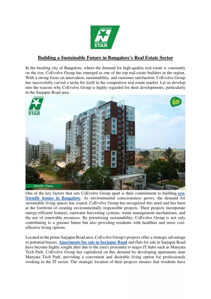 building a sustainable future in bangalore s real