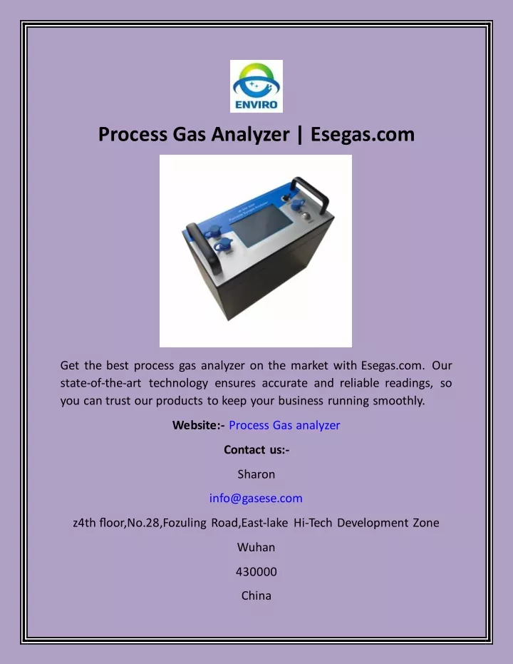 process gas analyzer esegas com