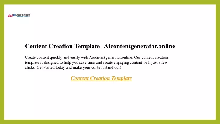 content creation template aicontentgenerator