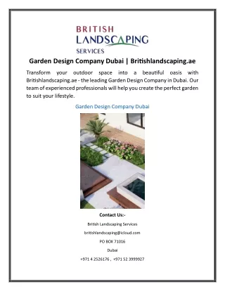 Garden Design Company Dubai Britishlandscaping.ae