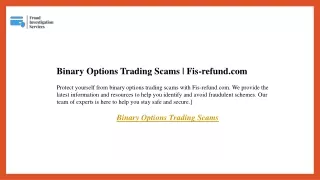 Binary Options Trading Scams  Fis-refund.com