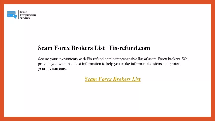 scam forex brokers list fis refund com secure