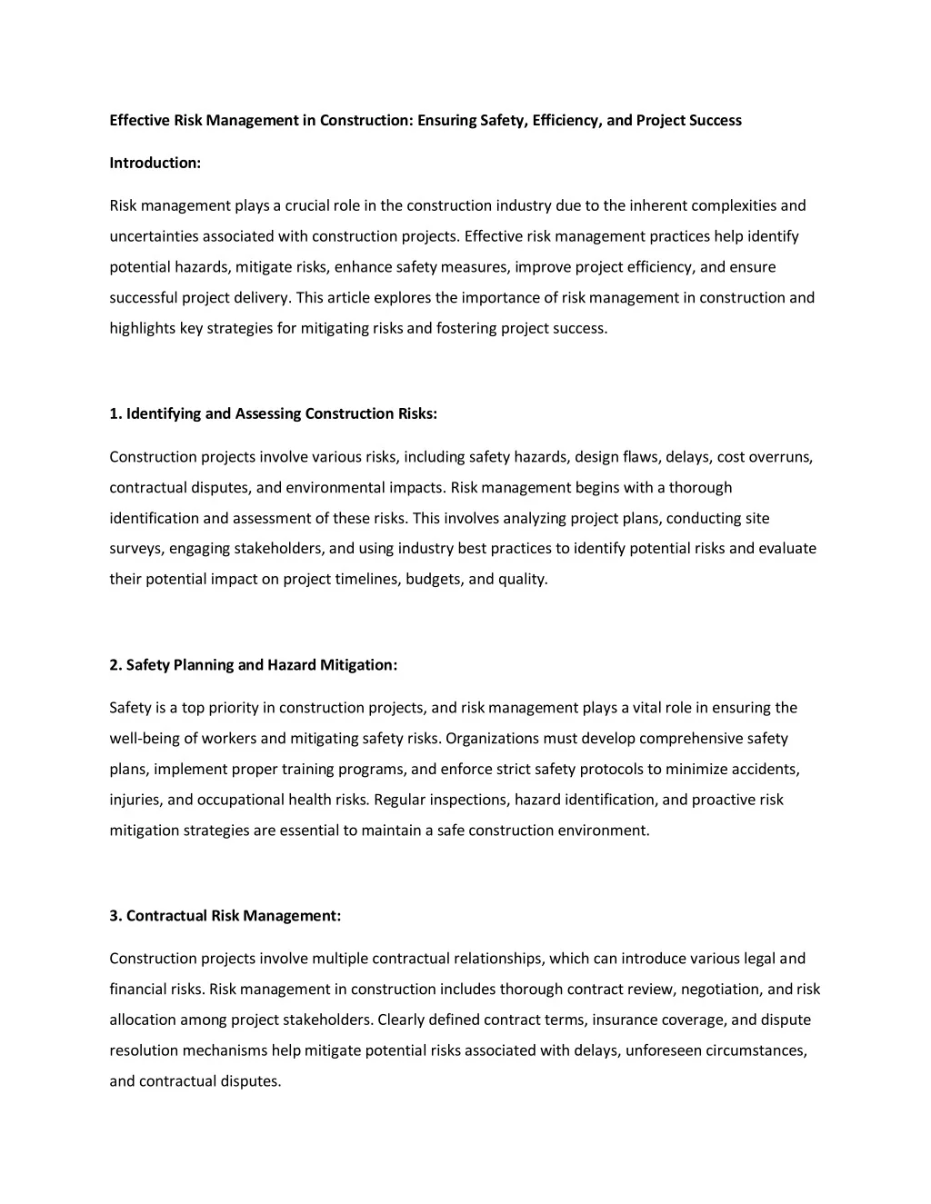PPT - Effective Risk Management in Construction Ensuring Safety ...