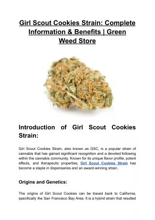 Girl Scout Cookies Strain_ Complete Information & Benefits _ Green Weed Store