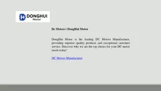 Dc Motors Manufacturer  DongHui Motor