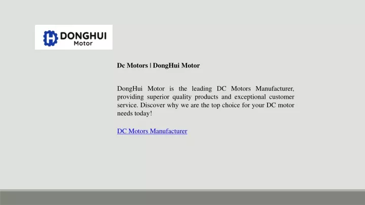 dc motors donghui motor