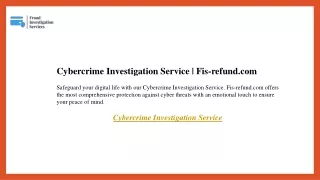 Cybercrime Investigation Service  Fis-refund.com