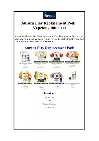 Aurora Play Replacement Pods  Vapekingdubai.net