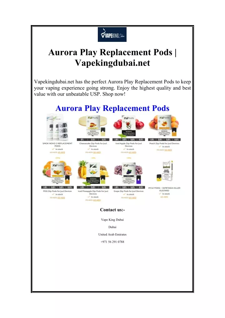 aurora play replacement pods vapekingdubai net