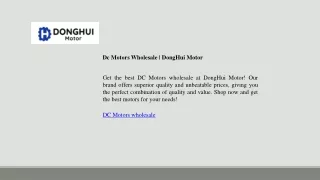 Dc Motors Wholesale  DongHui Motor