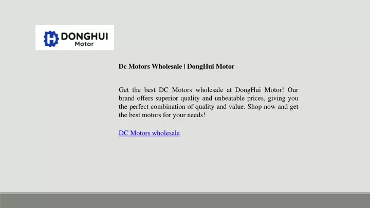 dc motors wholesale donghui motor