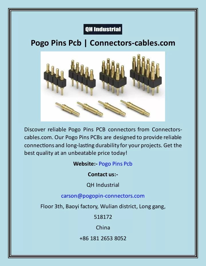 pogo pins pcb connectors cables com
