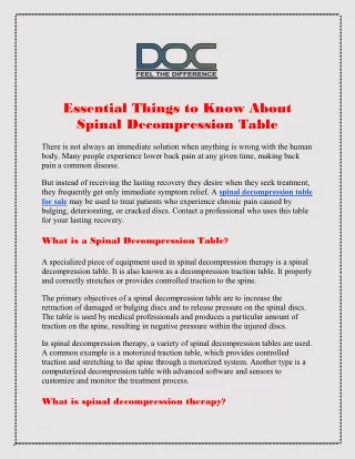 Essential Things to Know About   Spinal Decompression Table
