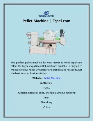 Pellet Machine  Tcpel