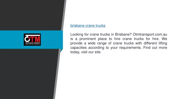 brisbane crane trucks looking for crane trucks