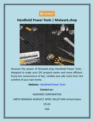 Handheld Power Tools  Mulwark.shop