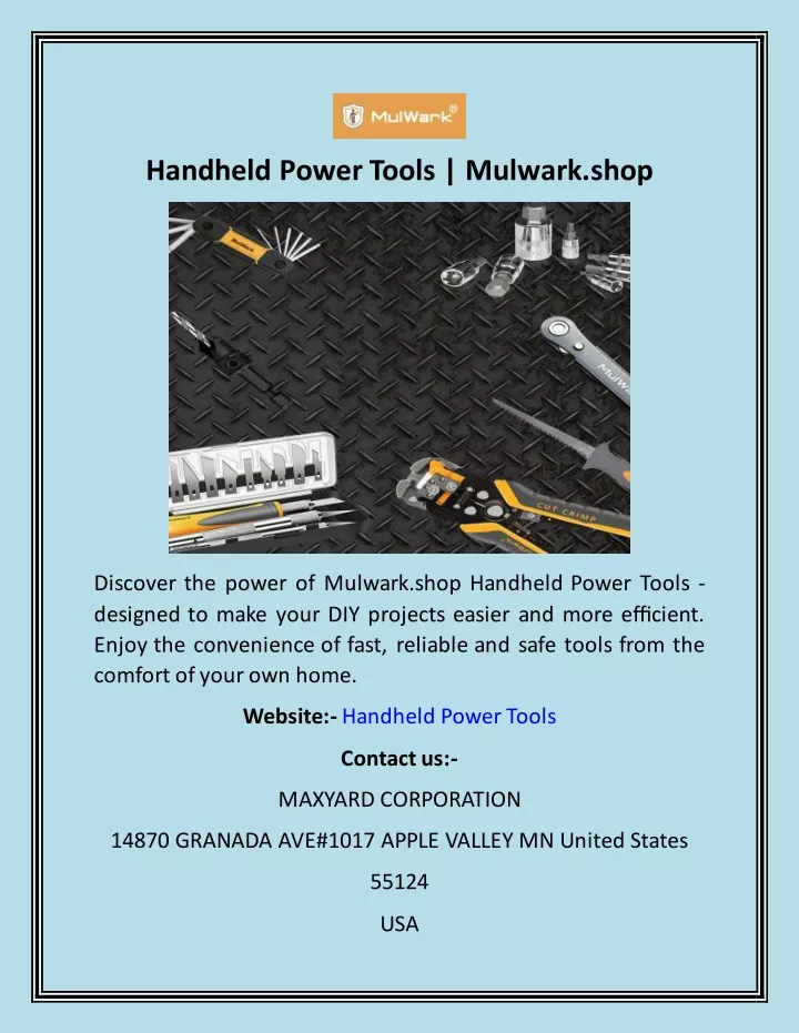handheld power tools mulwark shop