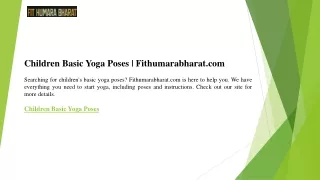 Children Basic Yoga Poses  Fithumarabharat.com